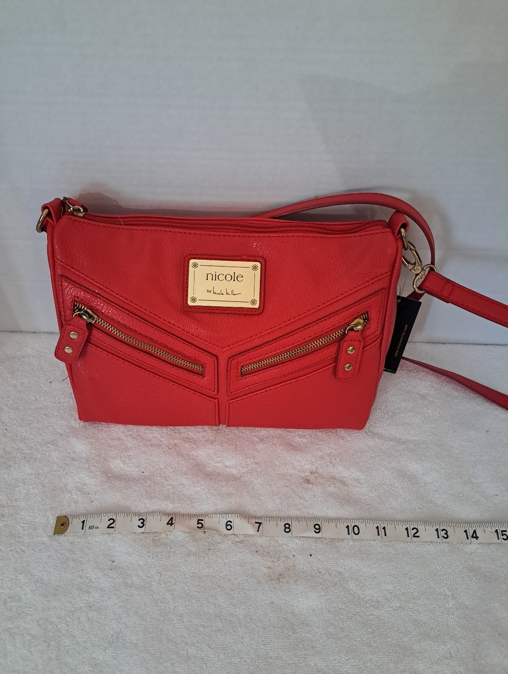 NWT Nicole Miller Coral Red Crossbody Bag